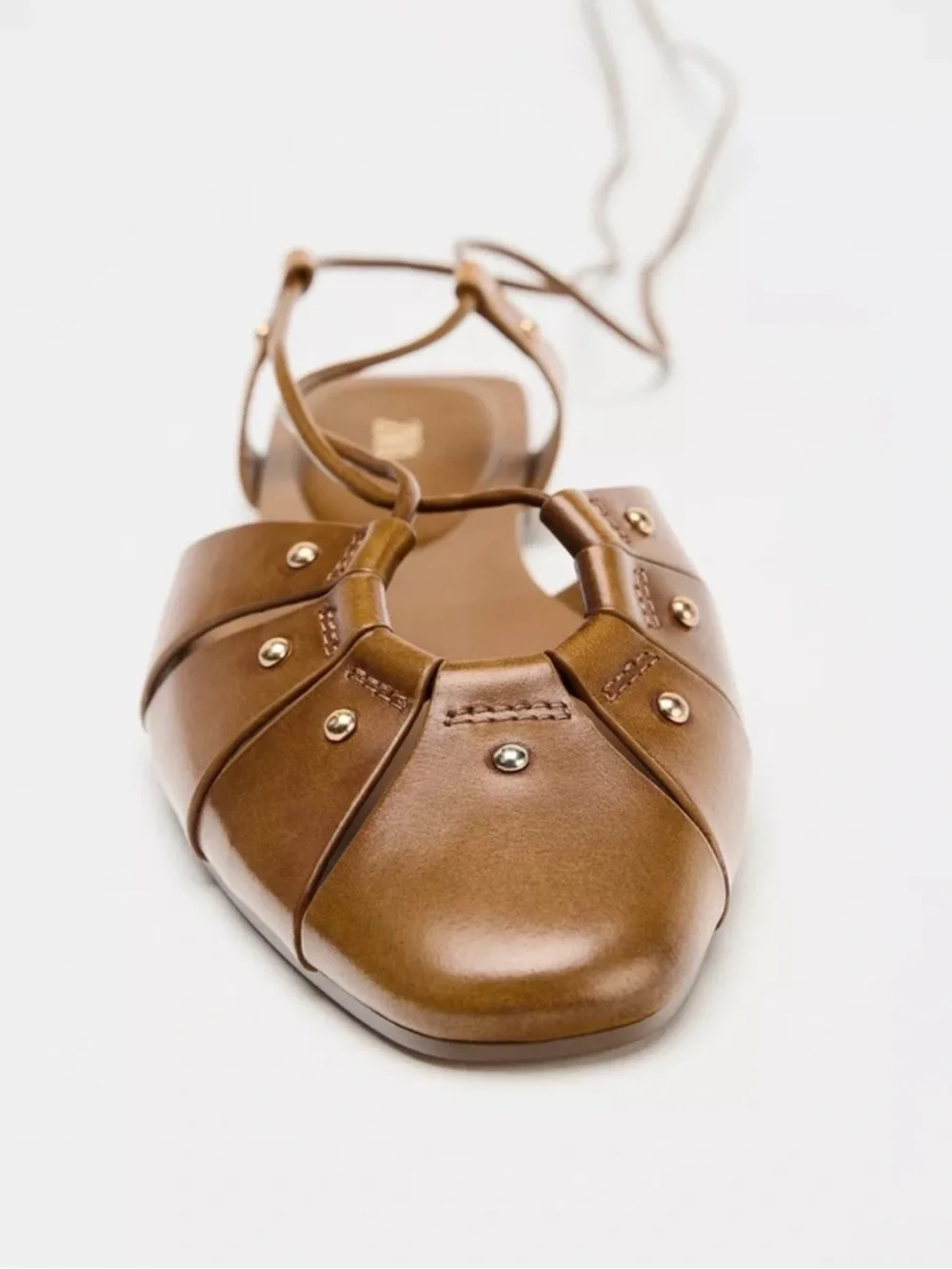 NWT Zara Leather Tied Cage Sandals Size 39